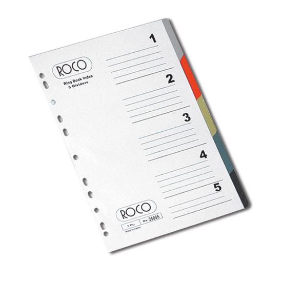 Picture of INDEX DIVIDER PVC  A4 SIZE  1-5  DIVIDER , ROCO MIX COLOR / SET