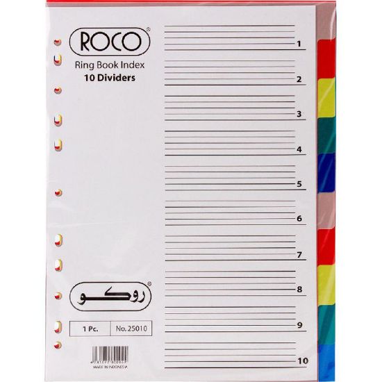 Picture of INDEX DIVIDER PVC  A4 SIZE  1-10  DIVIDER , ROCO MIX COLOR / SET