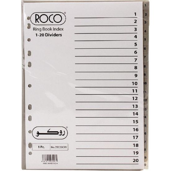Picture of NDEX DIVIDER A4 1-20 GRAY / SET