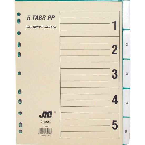 Picture of INDEX DIVIDER A4, 1-5 DIVIDER, COLOR GRN/CLR/WHT / SET