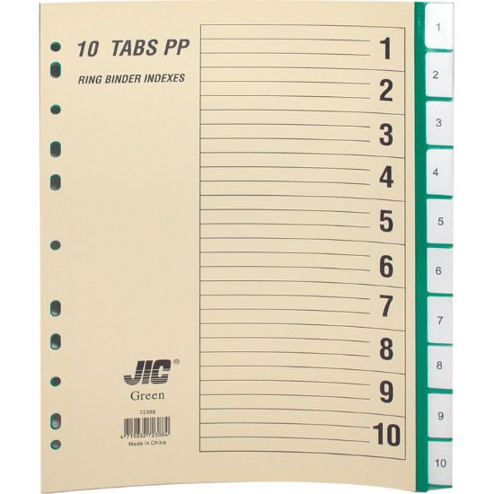 Picture of INDEX DIVIDER A4, 1-10 DIVIDER, COLOR GRN/CLR/WHT / SET