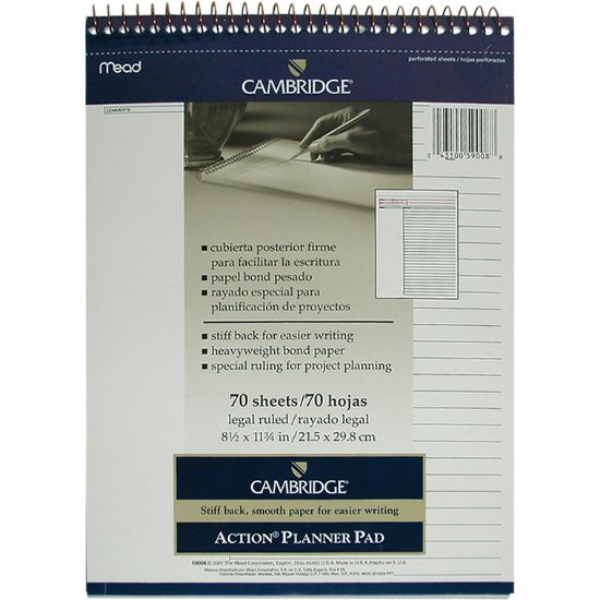 Picture of Cambridge Planning Pad, "Action Planner", A4, White / EA