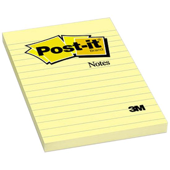 Picture of POST-IT LINED 4X6"   3M  - USA MADE
Post-it Notes, Ruled, 6x4 in, Yellow, 100 Notes/Pad / EA