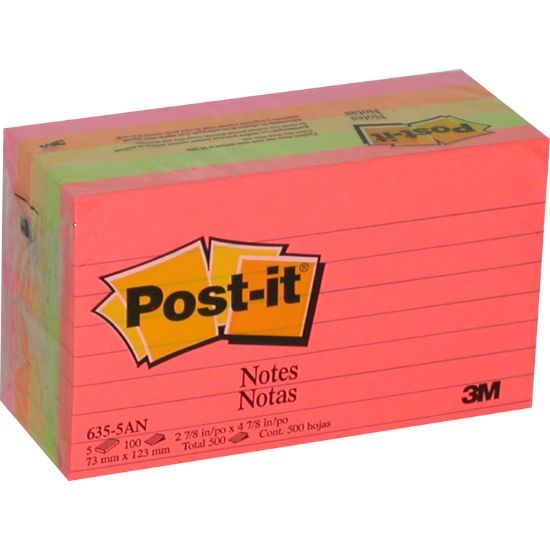 Picture of POST-IT LINED 3X5" 3M  - USA , 500 Notes Assorted Color / PACK