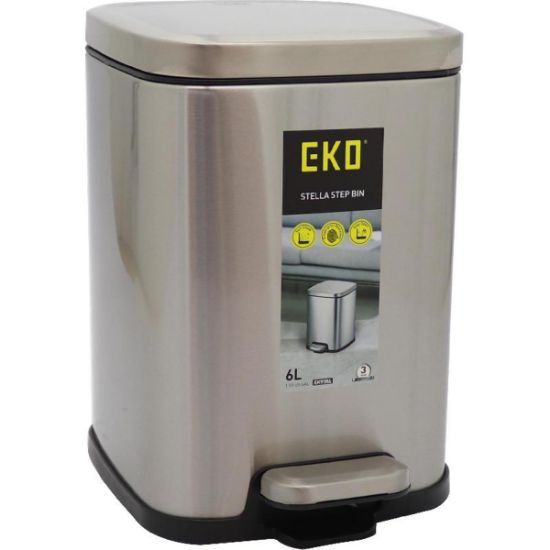 Picture of WASTEBASKET STEP BIN 6L Silver / EA
