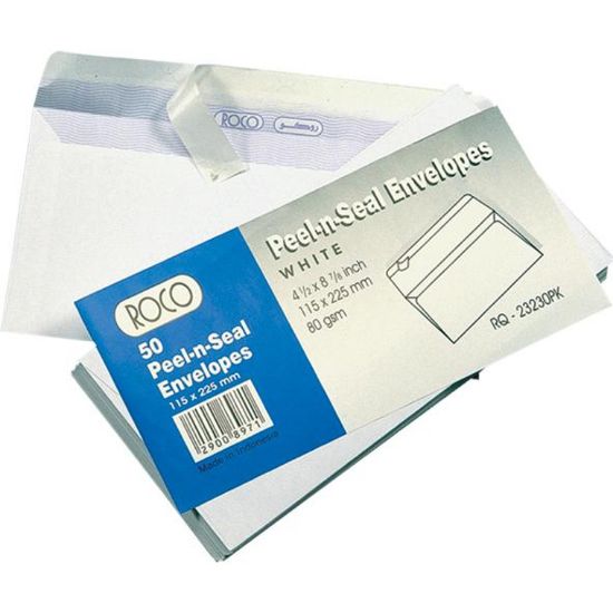Picture of ENVELOPE WHITE S/ADH 115X225  50 ENVELOPES / PK / PK/50