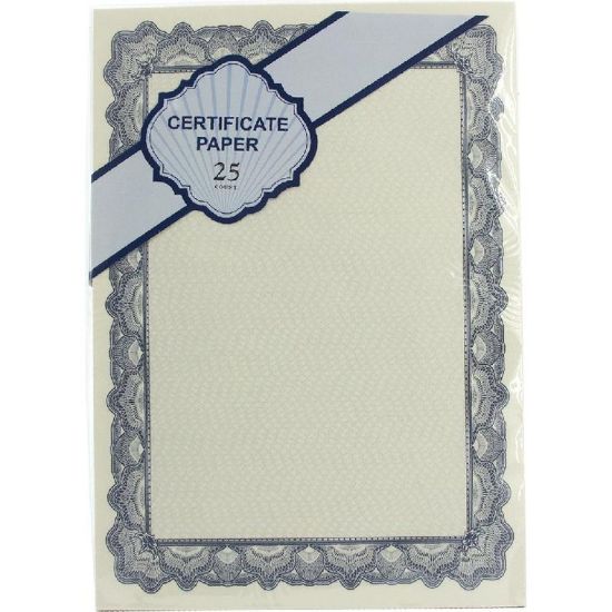 Picture of CERTIFICATE A4 PARCHMENT Cream/Blue / PACK/25