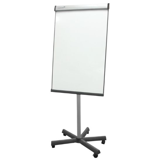 Picture of FLIPCHART W/ TRIANGLE MOBILE  3 PARTS/SET
Flipchart Easel, Stainless Steel, 74x170x65 cm, White, 
Adjustable Height, 100x74 cm Board Size, Pad Included / ST